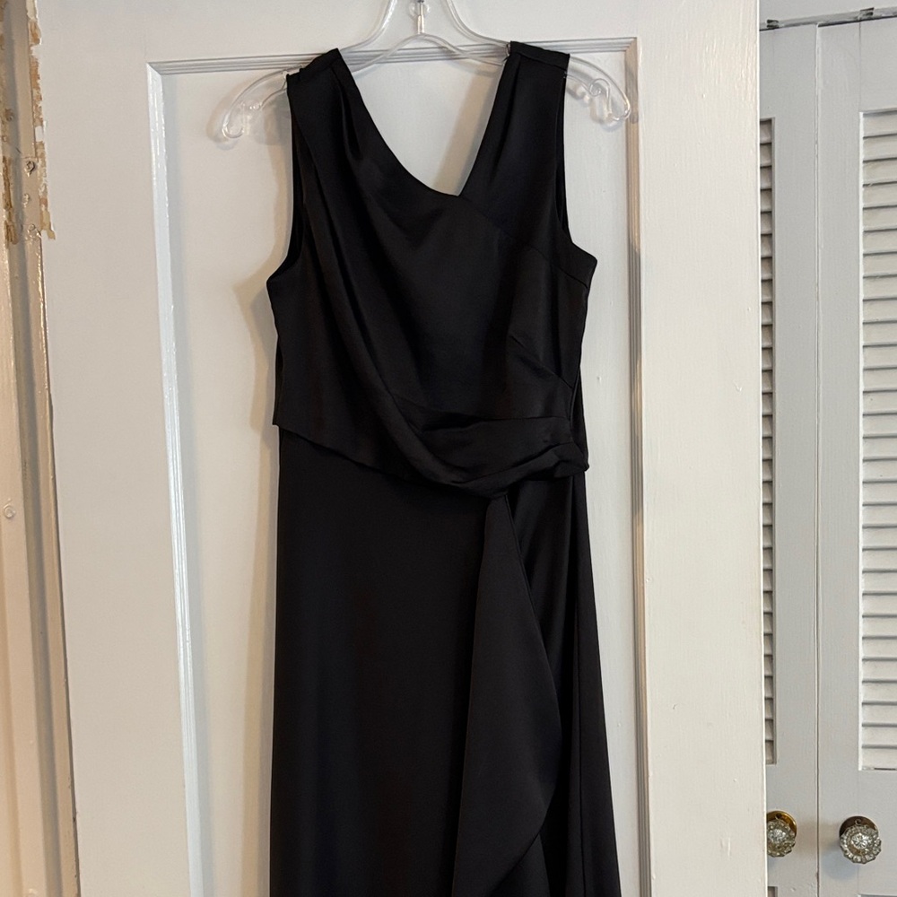 Taylor Black Asymmetrical Sleeveless Dress